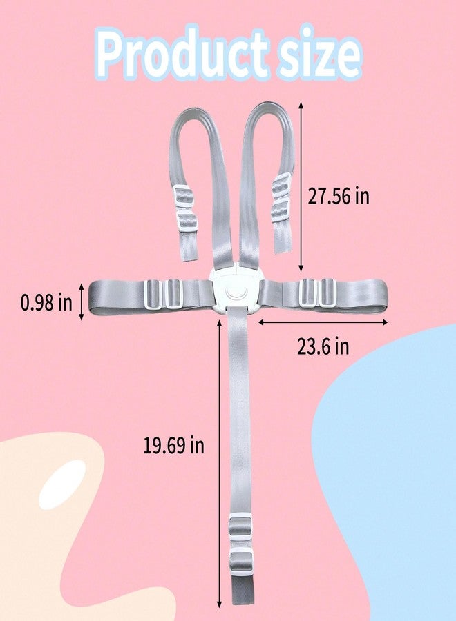 brougetme Universal 5-Point Harness Replacement Straps - Adjustable, Washable Safety Belt Compatible with High Chairs & Strollers, Secure Baby & Toddler Seating - Image 2